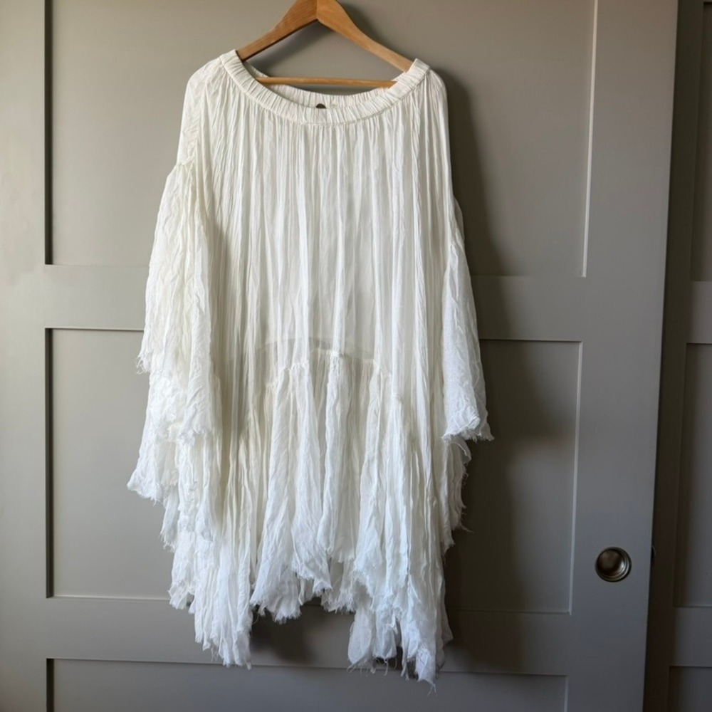 Free People White Handkerchief Raw Hem Sheer One Clover Skirt Sz S/M Boho - Picture 6 of 16